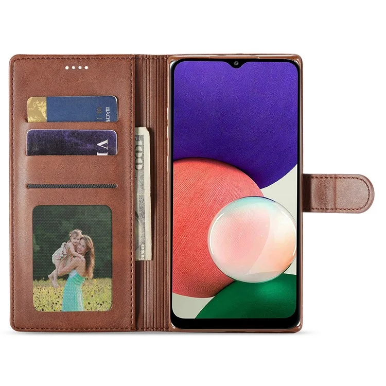 LC.IMEEKE Étui Rabattable pour Samsung Galaxy A13 4G / A04 4G (164,4 x 76,3 x 9,1 mm), Coque Intérieure en TPU avec Texture en Cuir PU - Rouge