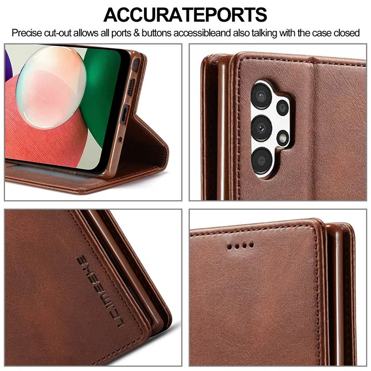 LC.IMEEKE Étui Rabattable pour Samsung Galaxy A13 4G / A04 4G (164,4 x 76,3 x 9,1 mm), Coque Intérieure en TPU avec Texture en Cuir PU - Rouge