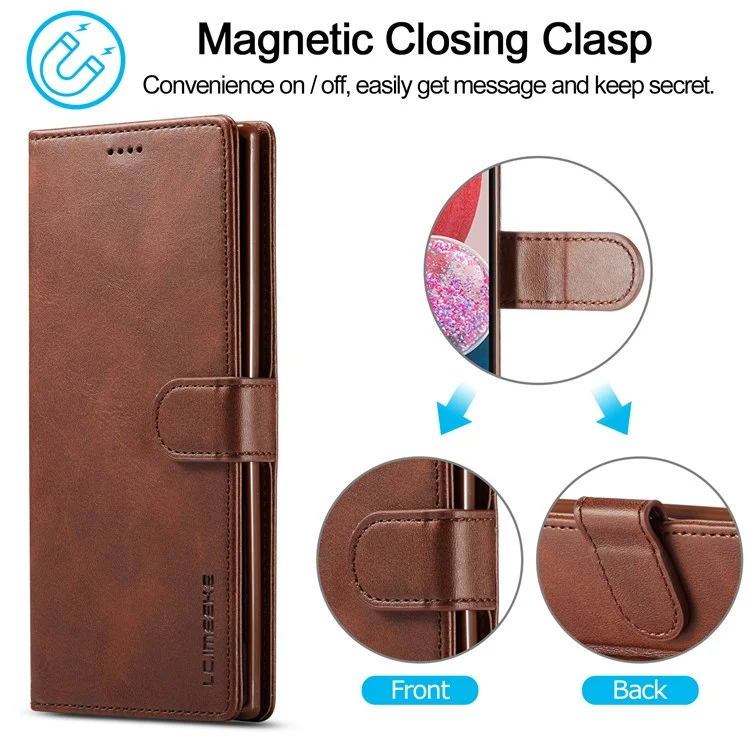 LC.IMEEKE Étui Rabattable pour Samsung Galaxy A13 4G / A04 4G (164,4 x 76,3 x 9,1 mm), Coque Intérieure en TPU avec Texture en Cuir PU - Rouge