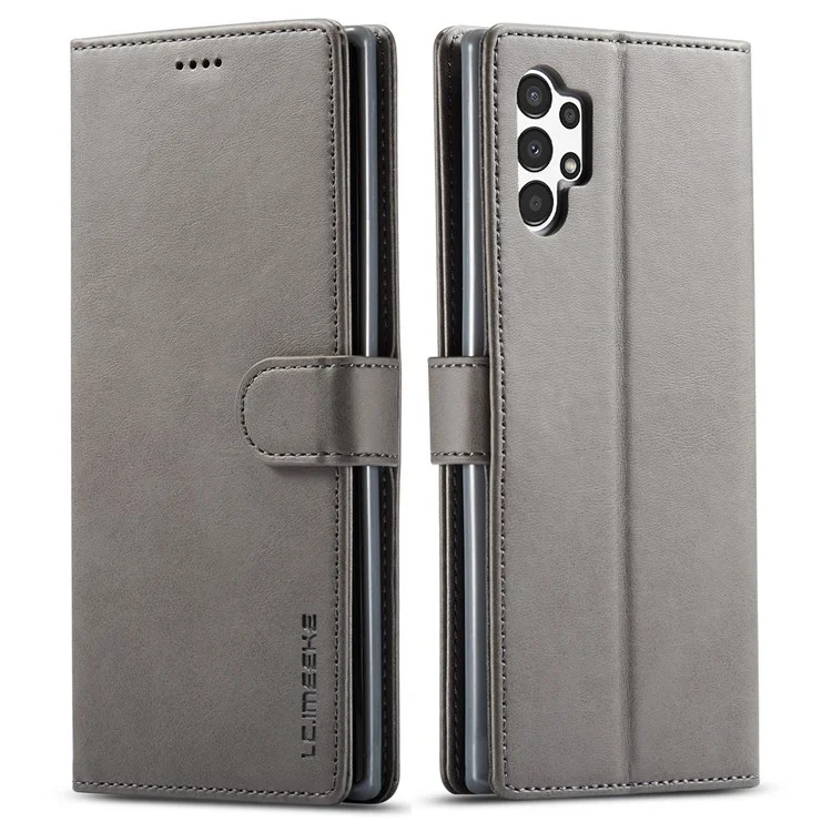 LC.IMEEKE Flip Cover for Samsung Galaxy A13 4G / A04 4G (164.4 x 76.3 x 9.1 mm), Textured PU Leather Stand Book Shockproof TPU Inner Shell - Grey