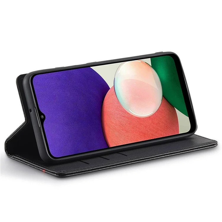 Étui portefeuille rabattable LC.IMEEKE pour Samsung Galaxy A13 4G / A04 4G (164,4 x 76,3 x 9,1 mm), texture en fibre de carbone en cuir PU, support magnétique absorbant, protection téléphonique pliante verticale
