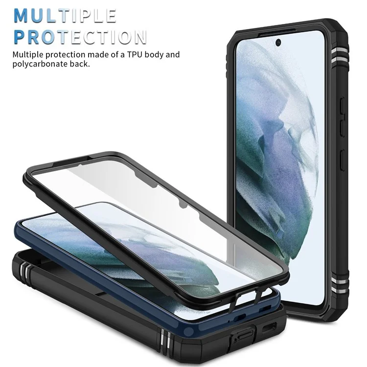 Per Samsung Galaxy S22 5G Case Ring Kickstand Anti-Scratch Hard PC + TPU Bumper Shockproof Protective Cover with Sliding Camera Lens Protector - Nero/Nero
