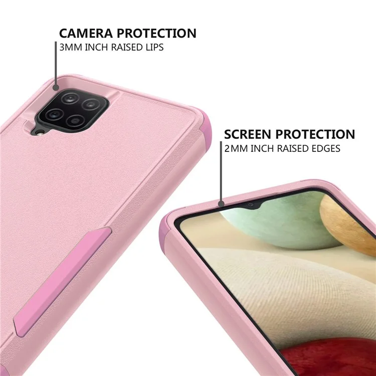 Per Samsung Galaxy A12 Commuter Series Shock-proof TPU + PC Hybrid Phone Case Protective Cover - Rosa