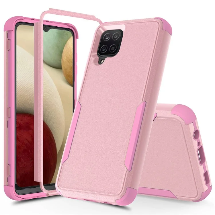 Per Samsung Galaxy A12 Commuter Series Shock-proof TPU + PC Hybrid Phone Case Protective Cover - Rosa