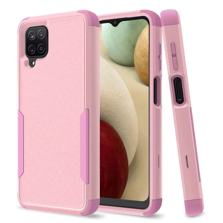 Per Samsung Galaxy A12 Commuter Series Shock-proof TPU + PC Hybrid Phone Case Protective Cover - Rosa