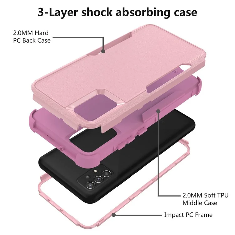 For Samsung Galaxy A52 4G/A52 5G/A52s 5G Commuter Series TPU + PC Phone Back Case Anti-drop Shockproof Cover - Pink
