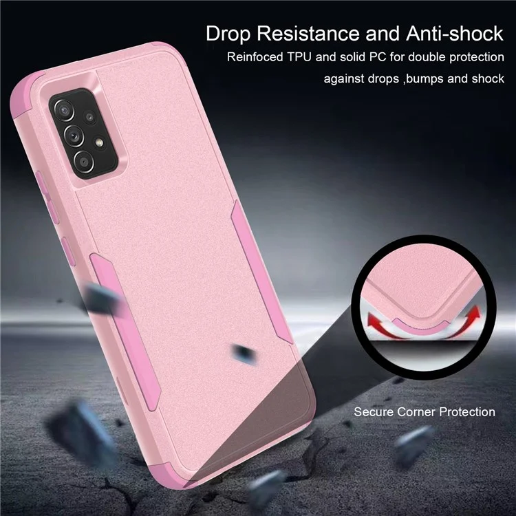 For Samsung Galaxy A52 4G/A52 5G/A52s 5G Commuter Series TPU + PC Phone Back Case Anti-drop Shockproof Cover - Pink