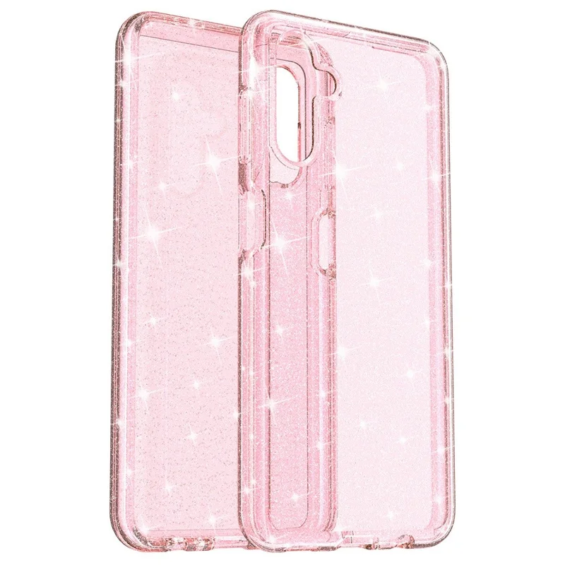 For Samsung Galaxy A13 5G Drop-proof Sparkly Clear Glitter Case Hard PC Soft TPU Thickening Design Mobile Phone Shell - Pink