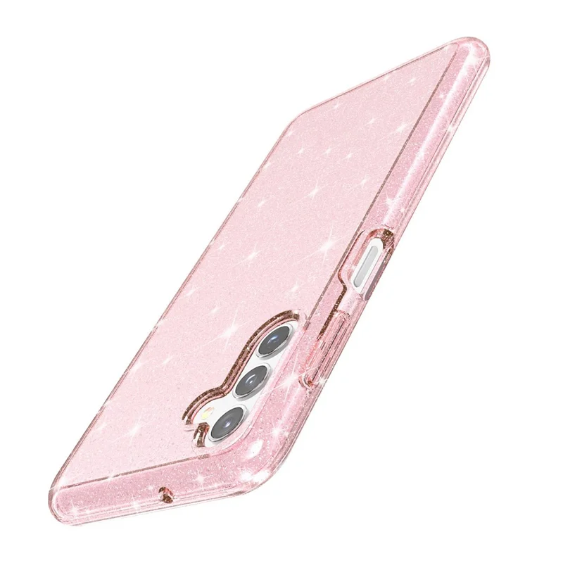For Samsung Galaxy A13 5G Drop-proof Sparkly Clear Glitter Case Hard PC Soft TPU Thickening Design Mobile Phone Shell - Pink