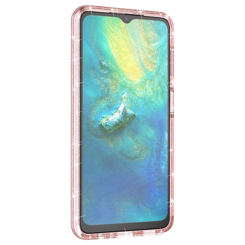 For Samsung Galaxy A13 5G Drop-proof Sparkly Clear Glitter Case Hard PC Soft TPU Thickening Design Mobile Phone Shell - Pink