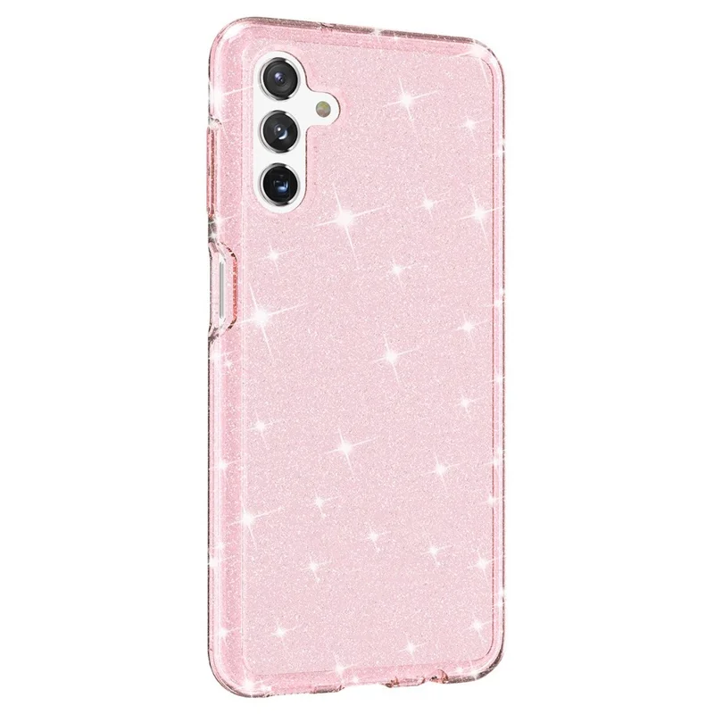 For Samsung Galaxy A13 5G Drop-proof Sparkly Clear Glitter Case Hard PC Soft TPU Thickening Design Mobile Phone Shell - Pink