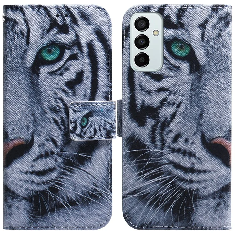 For Samsung Galaxy M23 5G/F23 5G Printed Pattern Flip Wallet Case Magnetic Closure Stand Soft TPU Inner Shell PU Leather Phone Cover - Tiger Head
