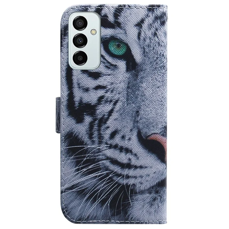 For Samsung Galaxy M23 5G/F23 5G Printed Pattern Flip Wallet Case Magnetic Closure Stand Soft TPU Inner Shell PU Leather Phone Cover - Tiger Head