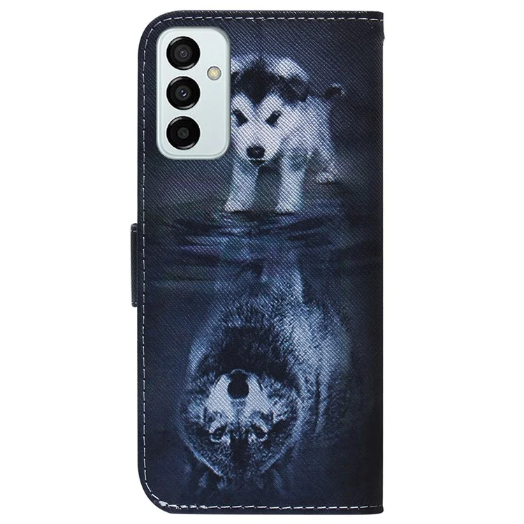 Per Samsung Galaxy M23 5G/F23 5G Modello Stampato Flip Whatet Case Magnetic Stand Mago - Cane e Lupo