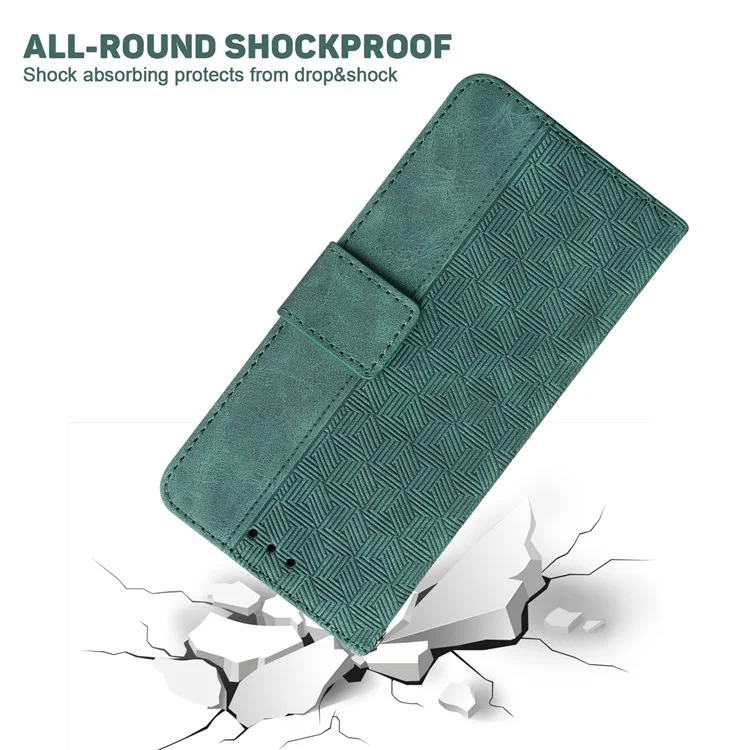 For Samsung Galaxy M23 5G/F23 5G PU Leather Case Magnetic Closure Geometric Pattern Imprinted Stand Wallet Shockproof Flip Cover with Strap - Green