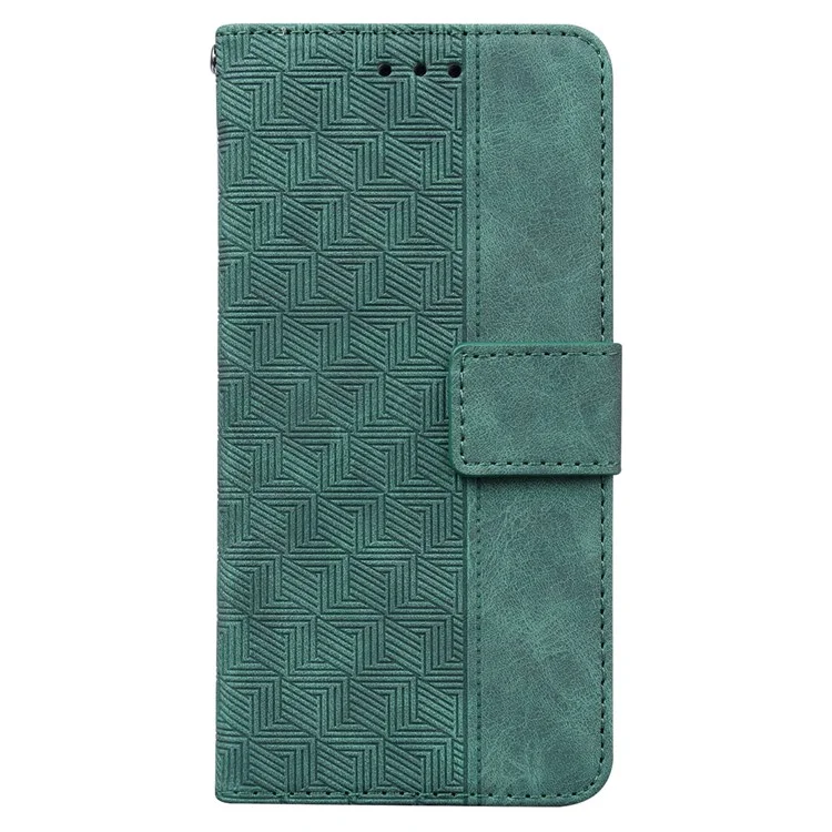 For Samsung Galaxy M23 5G/F23 5G PU Leather Case Magnetic Closure Geometric Pattern Imprinted Stand Wallet Shockproof Flip Cover with Strap - Green