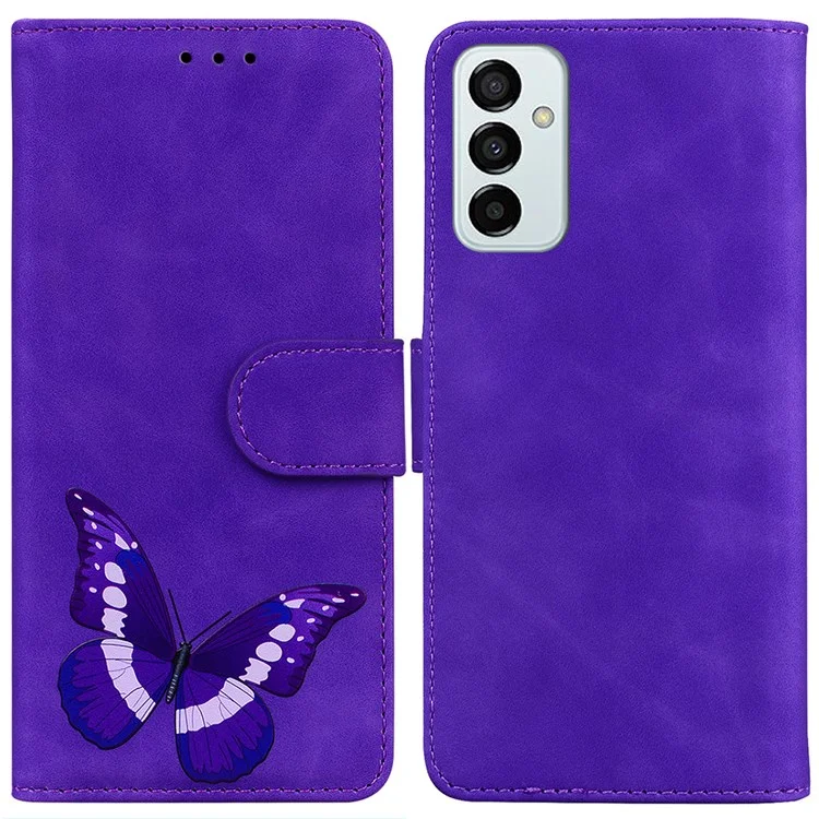 Per Samsung Galaxy M23 5G/F23 5G Stampa a farfalla a motivo Custodia a portafoglio con supporto Piegatura PU Leather Magnetic Protect Flip Cover - Viola