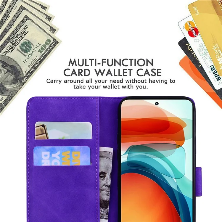 Per Samsung Galaxy M23 5G/F23 5G Stampa a farfalla a motivo Custodia a portafoglio con supporto Piegatura PU Leather Magnetic Protect Flip Cover - Viola