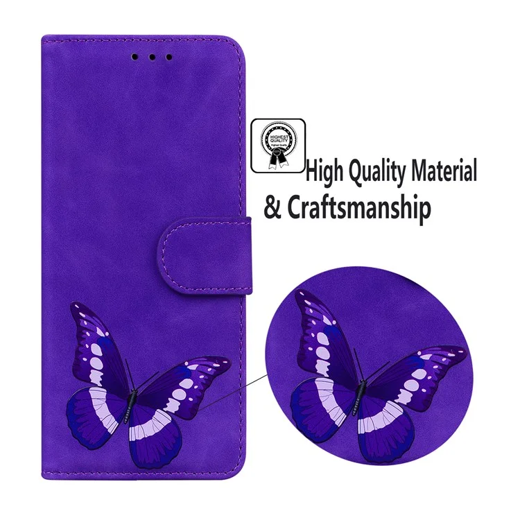 Per Samsung Galaxy M23 5G/F23 5G Stampa a farfalla a motivo Custodia a portafoglio con supporto Piegatura PU Leather Magnetic Protect Flip Cover - Viola