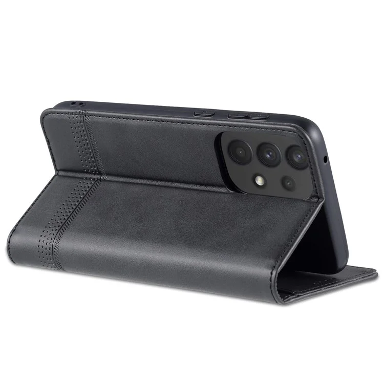 AZNS Para Samsung Galaxy A73 5G Plazo Plegable Case de Teléfono de Cuero Texturizado Magnético Automogsorbido Automatido Protector Con Billetera Con Billetera - Negro