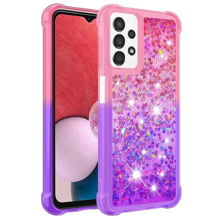 Para Samsung Galaxy A13 4G YB Quicksand Series-3 Flexível TPU Glitter Sparkle Caixa de Telefone Drop Protectent Gradiente de Cor de Líquido Flutuante Tampa de Areia Rápida - Rosa Roxo