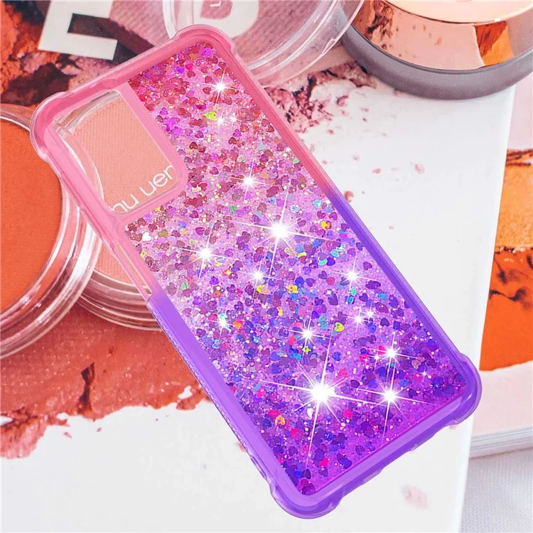 Para Samsung Galaxy A13 4G YB Quicksand Series-3 Flexível TPU Glitter Sparkle Caixa de Telefone Drop Protectent Gradiente de Cor de Líquido Flutuante Tampa de Areia Rápida - Rosa Roxo