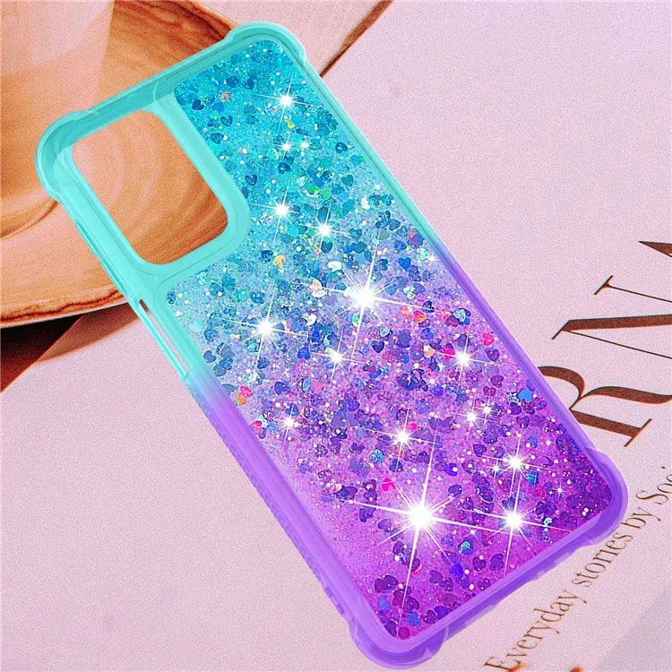 For Samsung Galaxy A23 4G / 5G (Global Version) YB Quicksand Series-3 Flexible TPU Glitter Sparkle Phone Case Gradient Color Floating Liquid Quicksand Cellphone Guard Cover - Sky Blue / Purple