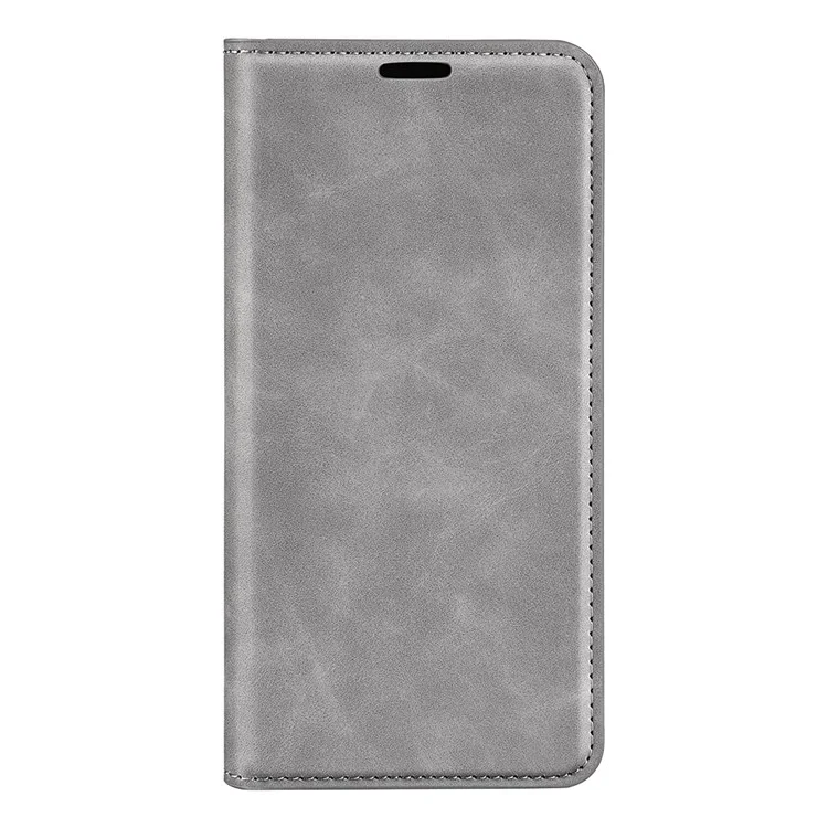 Housse de protection en cuir Skin-touch Folio Flip pour Samsung Galaxy M23 5G/F23 5G, étui portefeuille magnétique auto-absorbant avec support - Gris