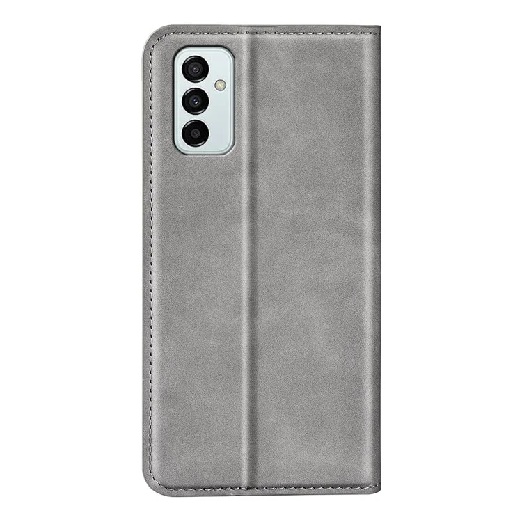 Housse de protection en cuir Skin-touch Folio Flip pour Samsung Galaxy M23 5G/F23 5G, étui portefeuille magnétique auto-absorbant avec support - Gris