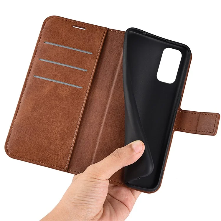 Para Samsung Galaxy M23 5G/F23 5G Anti-slip Texturizado Capa de Couro PU Recurso de Fecho Magnético à Prova de Choques Carteira Flip Capa - Marrom Claro