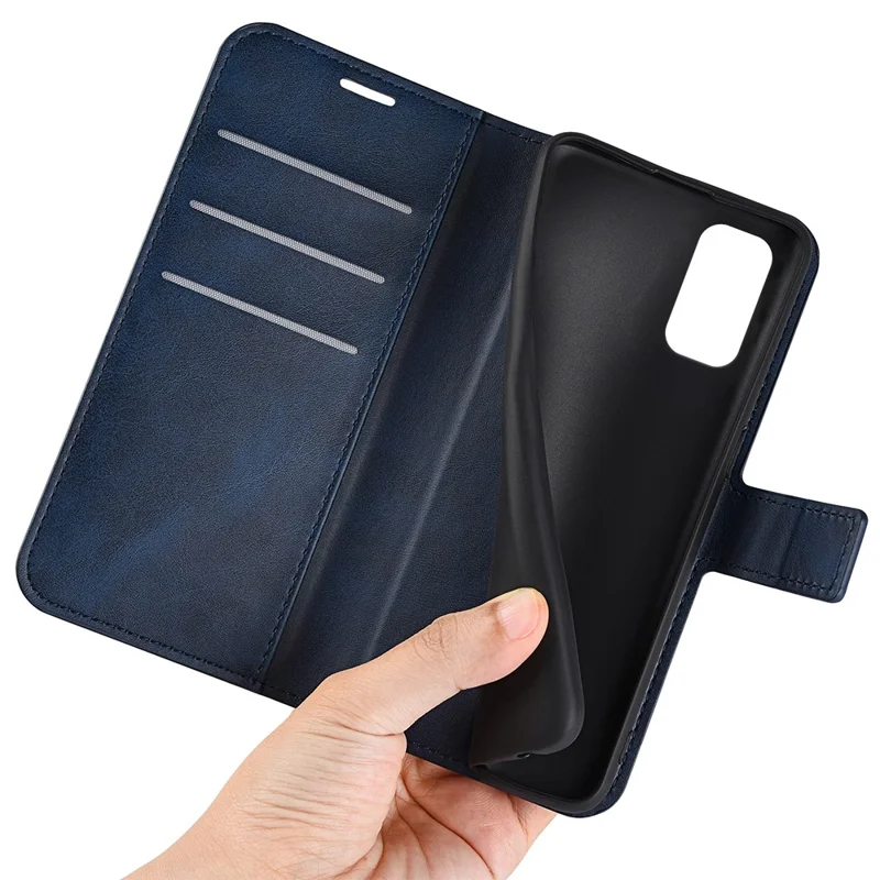 For Samsung Galaxy M23 5G/F23 5G Anti-slip Textured PU Leather Cover Stand Feature Magnetic Closure Shockproof Flip Wallet Case - Blue
