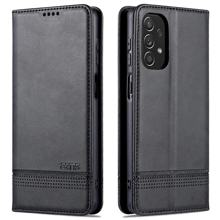 AZNS Wallet Handyhülle für Samsung Galaxy A23 4G / 5G (Globale Version) PU-Leder Folio Flip Cover Magnetverschluss Strukturierte Telefon-Schutzhülle mit Ständer - Schwarz