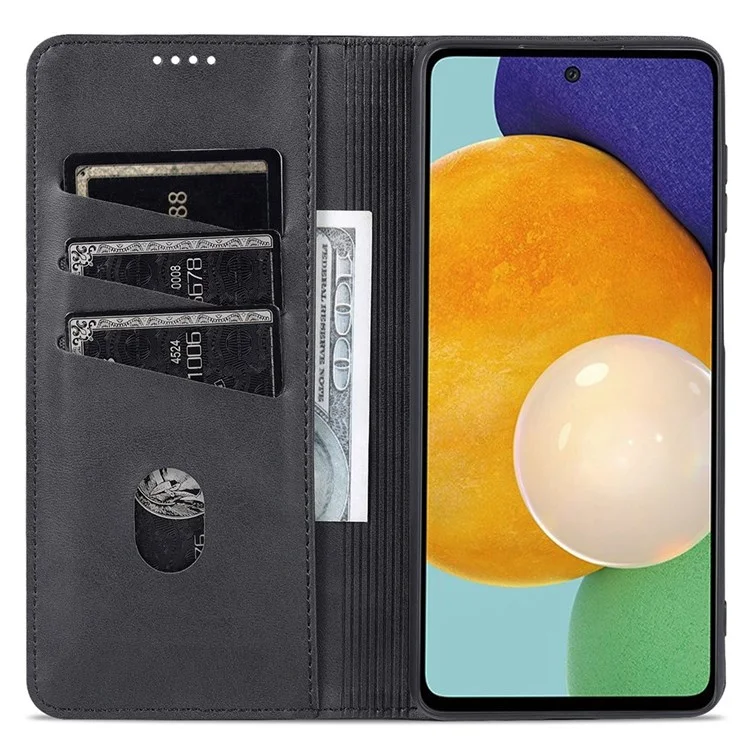 AZNS Wallet Handyhülle für Samsung Galaxy A23 4G / 5G (Globale Version) PU-Leder Folio Flip Cover Magnetverschluss Strukturierte Telefon-Schutzhülle mit Ständer - Schwarz