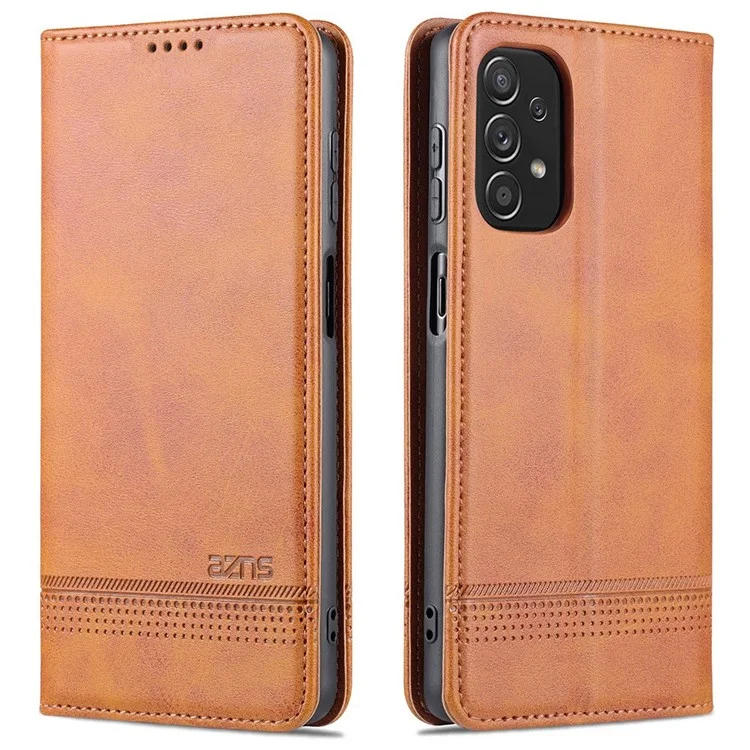 Case de Teléfono de Billetera AZNS Para Samsung Galaxy A23 4G (165.4 x 76.9 x 8.4 Mm) PU Folio Folio Folio Cierre Magnético Protector de Teléfono Texturizado Con Soporte - Marrón