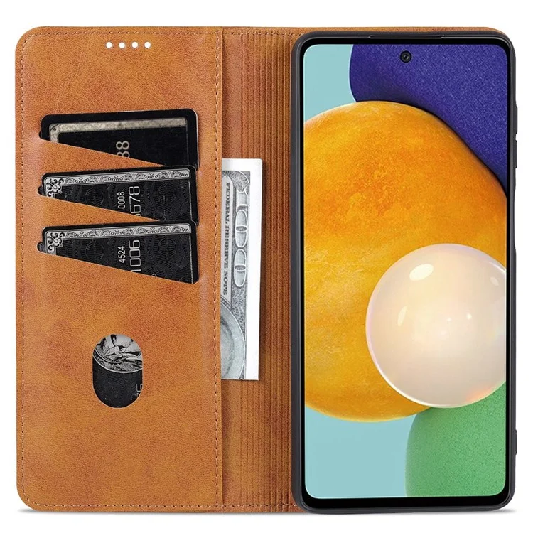 Case de Teléfono de Billetera AZNS Para Samsung Galaxy A23 4G (165.4 x 76.9 x 8.4 Mm) PU Folio Folio Folio Cierre Magnético Protector de Teléfono Texturizado Con Soporte - Marrón