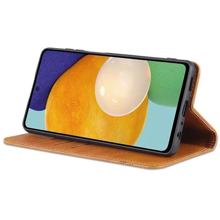Case de Teléfono de Billetera AZNS Para Samsung Galaxy A23 4G (165.4 x 76.9 x 8.4 Mm) PU Folio Folio Folio Cierre Magnético Protector de Teléfono Texturizado Con Soporte - Marrón