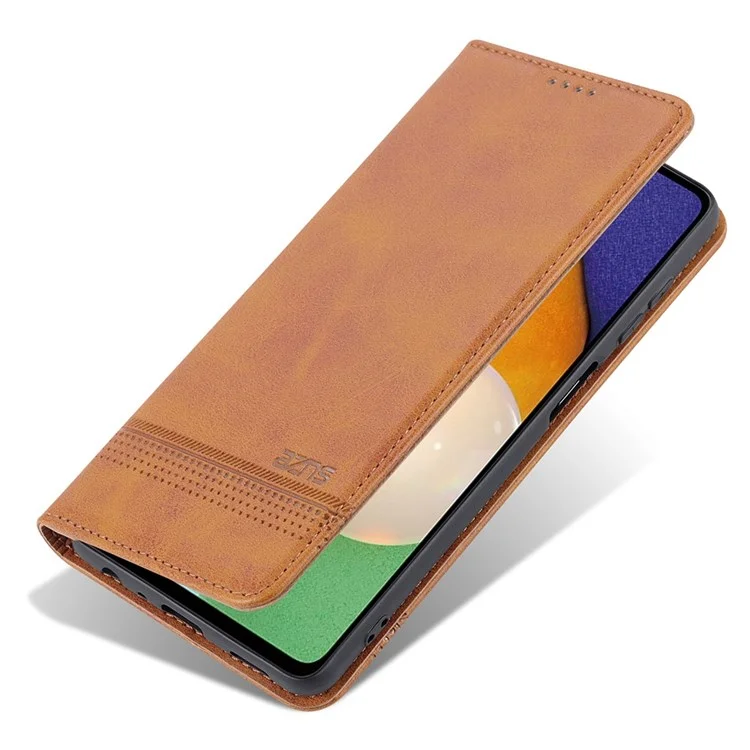 Case de Teléfono de Billetera AZNS Para Samsung Galaxy A23 4G (165.4 x 76.9 x 8.4 Mm) PU Folio Folio Folio Cierre Magnético Protector de Teléfono Texturizado Con Soporte - Marrón