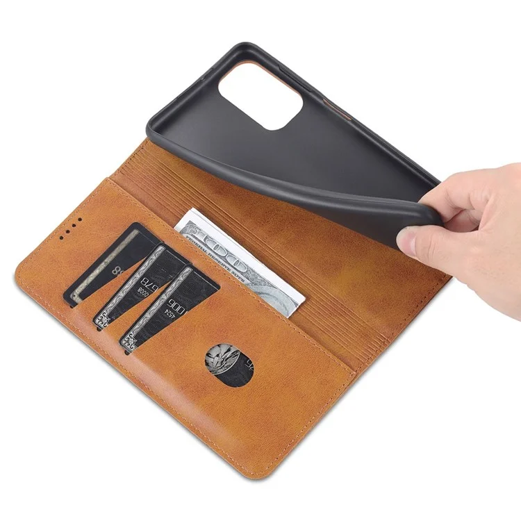 Case de Teléfono de Billetera AZNS Para Samsung Galaxy A23 4G (165.4 x 76.9 x 8.4 Mm) PU Folio Folio Folio Cierre Magnético Protector de Teléfono Texturizado Con Soporte - Marrón