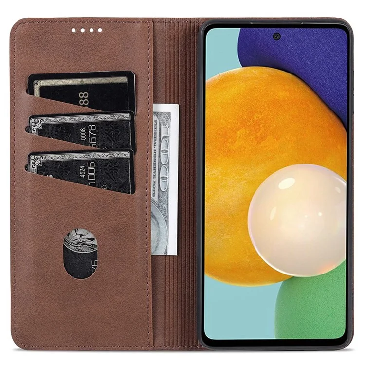 Caixa de Telefone da Carteira AZNS Para Samsung Galaxy A23 4G (165,4 x 76,9 x 8,4 Mm) PU Calio Folip Taplo Tape de Tape Magnético Peleto Textund Pheles Protetor Com Suporte - Café