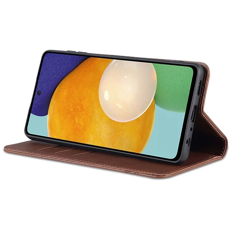 Caixa de Telefone da Carteira AZNS Para Samsung Galaxy A23 4G (165,4 x 76,9 x 8,4 Mm) PU Calio Folip Taplo Tape de Tape Magnético Peleto Textund Pheles Protetor Com Suporte - Café