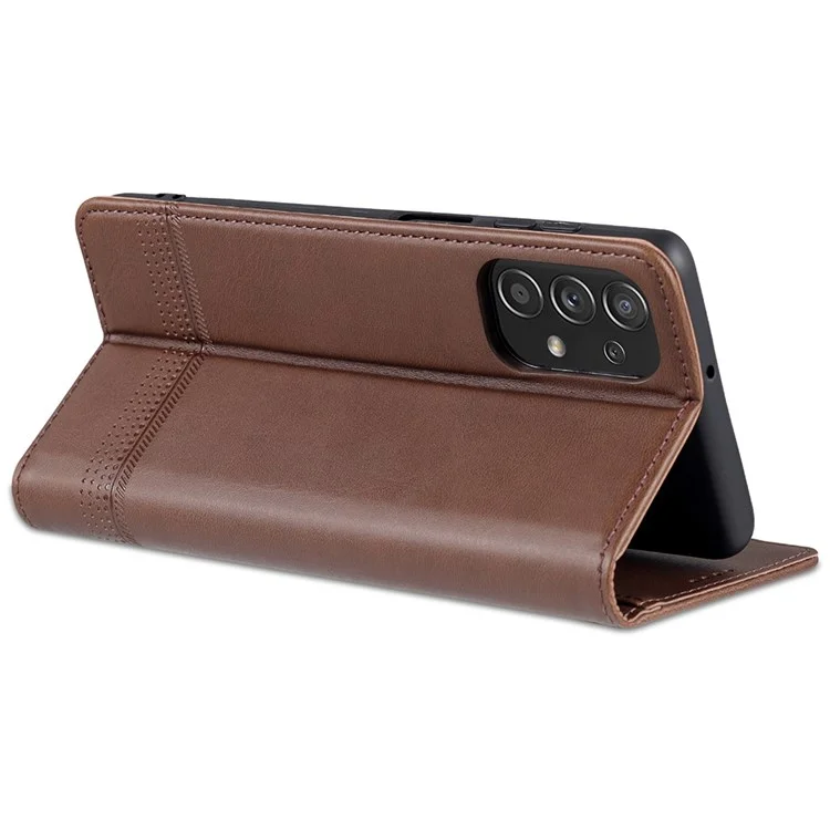 Caixa de Telefone da Carteira AZNS Para Samsung Galaxy A23 4G (165,4 x 76,9 x 8,4 Mm) PU Calio Folip Taplo Tape de Tape Magnético Peleto Textund Pheles Protetor Com Suporte - Café