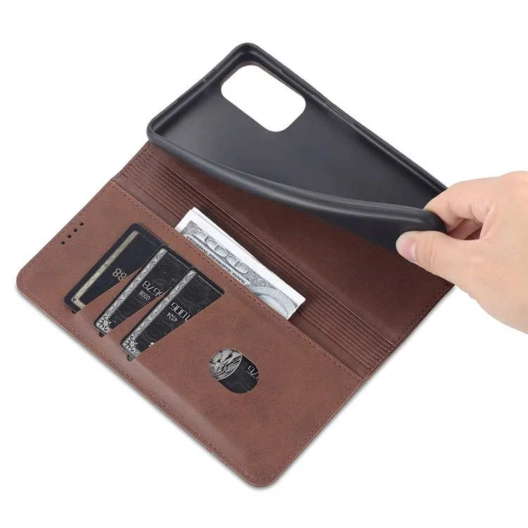 Caixa de Telefone da Carteira AZNS Para Samsung Galaxy A23 4G (165,4 x 76,9 x 8,4 Mm) PU Calio Folip Taplo Tape de Tape Magnético Peleto Textund Pheles Protetor Com Suporte - Café