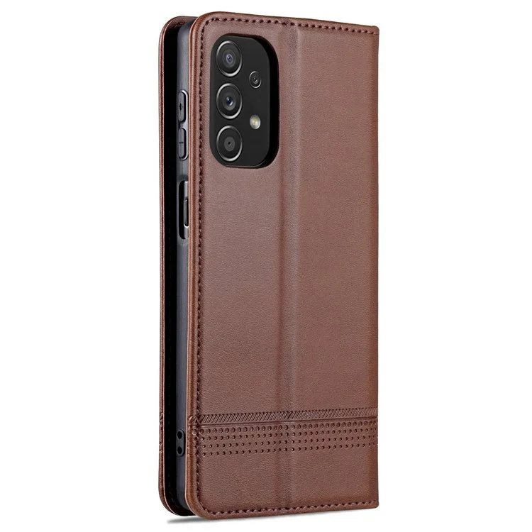 Caixa de Telefone da Carteira AZNS Para Samsung Galaxy A23 4G (165,4 x 76,9 x 8,4 Mm) PU Calio Folip Taplo Tape de Tape Magnético Peleto Textund Pheles Protetor Com Suporte - Café