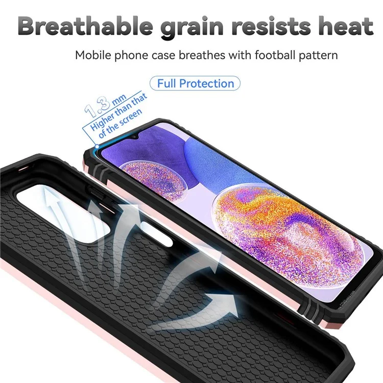 Pour Samsung Galaxy A23 4G / 5G (Version mondiale) Étui de protection en PC + TPU à double couche Armor Case Slide Lens Protection Scratch-Resistant Cover avec support magnétique rotatif intégré - Or rose