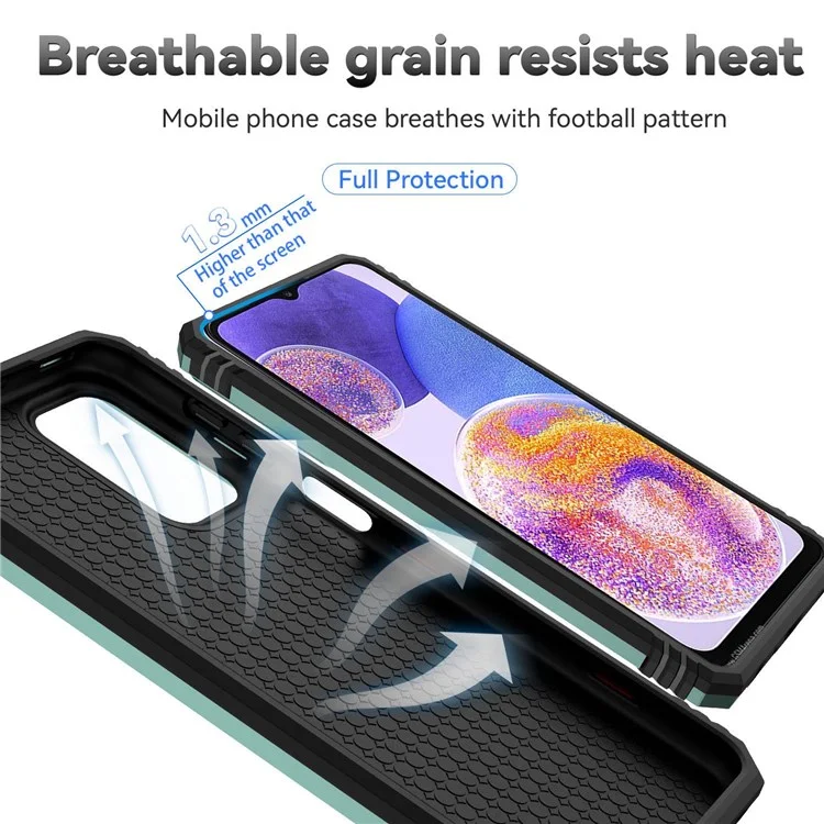 Für Samsung Galaxy A23 4G / 5G (Globale Version) PC + TPU Dual Layer Armor Case Slide Lens Protection Kratzsicher Abdeckung mit integriertem Rotationsstativ - Grün