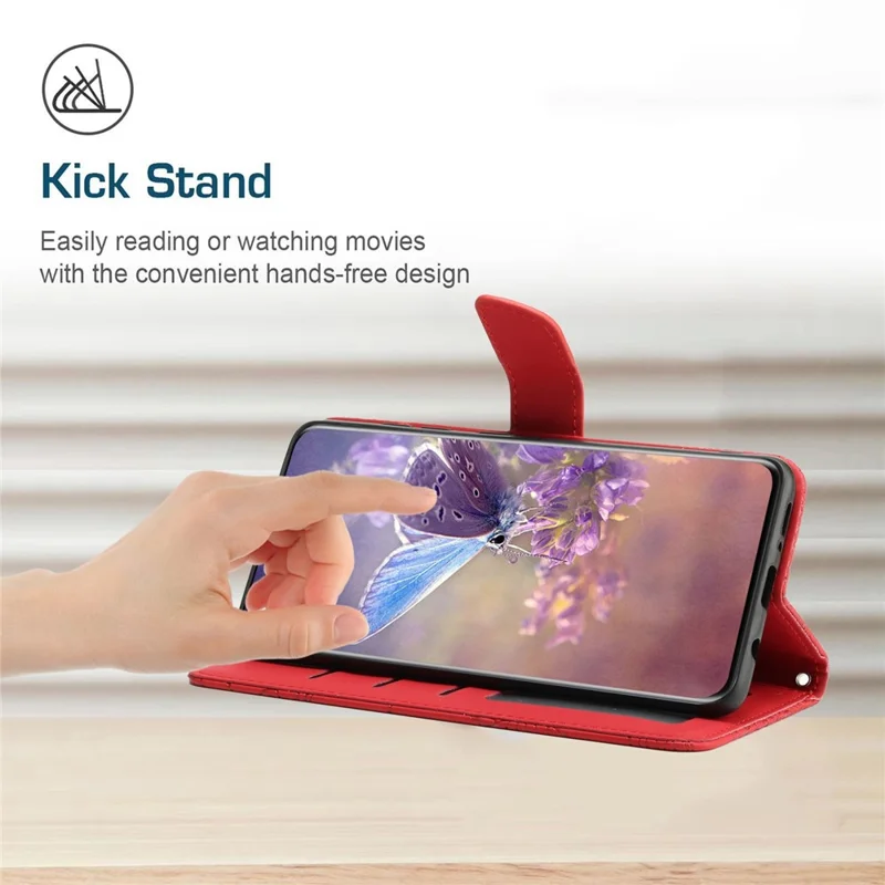 Til Samsung Galaxy S20 Plus 4G/5G Sommertøjsblomstermønster Printet Foldbar Stand Case Hudfølelse PU Læder Wallet Style Flip Cover med Snor - Rød