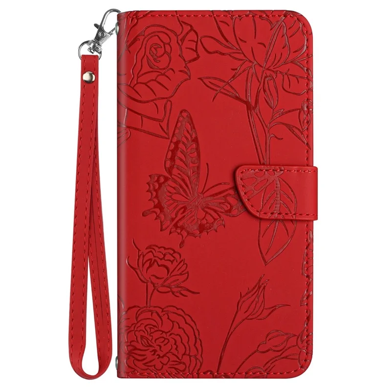 Til Samsung Galaxy S20 Plus 4G/5G Sommertøjsblomstermønster Printet Foldbar Stand Case Hudfølelse PU Læder Wallet Style Flip Cover med Snor - Rød
