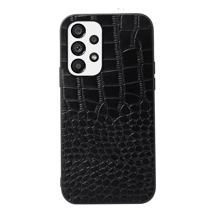 Для Samsung Galaxy A73 5G Телефон Чехол Crocodile Текстура Удароженная Крышка Натуральная Кожа Кожа Скрытый Кожаный ПК + ТПУ Обложка - Чернить