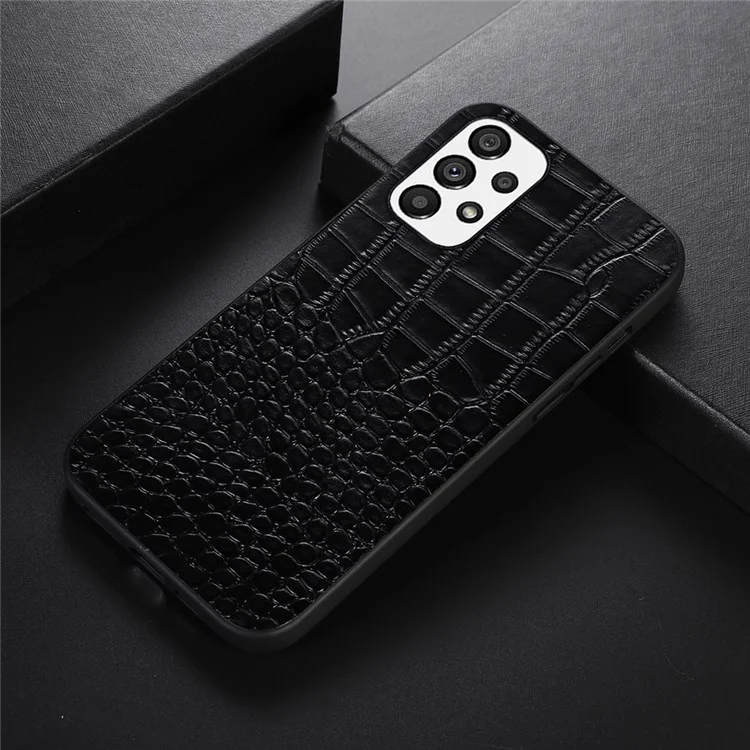 Для Samsung Galaxy A73 5G Телефон Чехол Crocodile Текстура Удароженная Крышка Натуральная Кожа Кожа Скрытый Кожаный ПК + ТПУ Обложка - Чернить