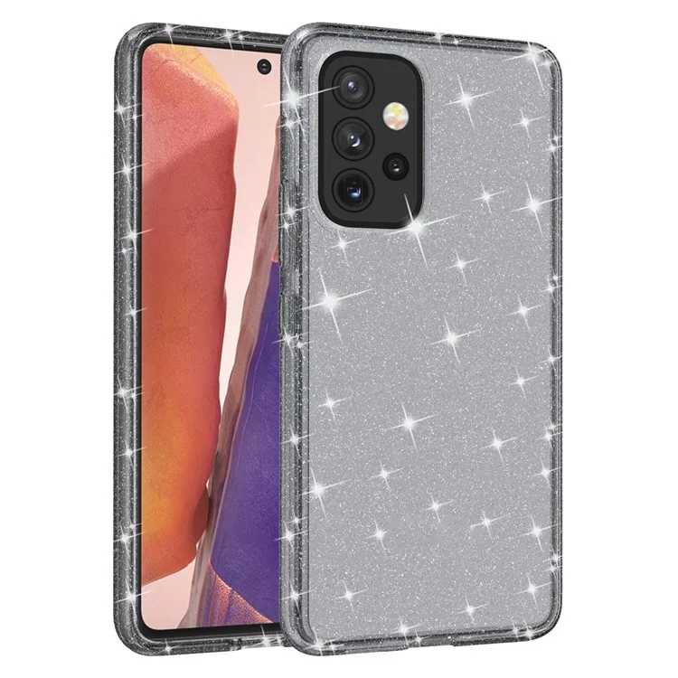 Pour Samsung Galaxy A33 5G Clear Glitter Case Hard PC + Soft TPU Épaissoir le Couvercle du Téléphone Mobile à L'épreuve - Gris